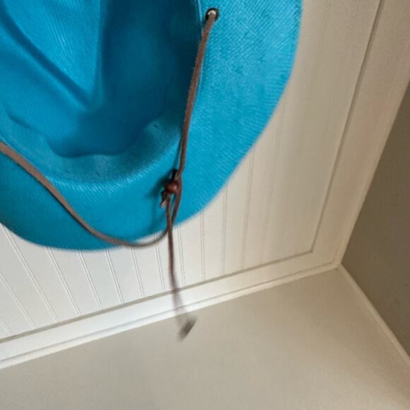 San Diego Hat Co 100% Paper Weaved Fedora Hat with Chin Strap Blue - Picture 8 of 8